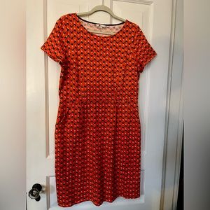 Boden Orange Floral Jersey Short Sleeve Dress - Size 12R
